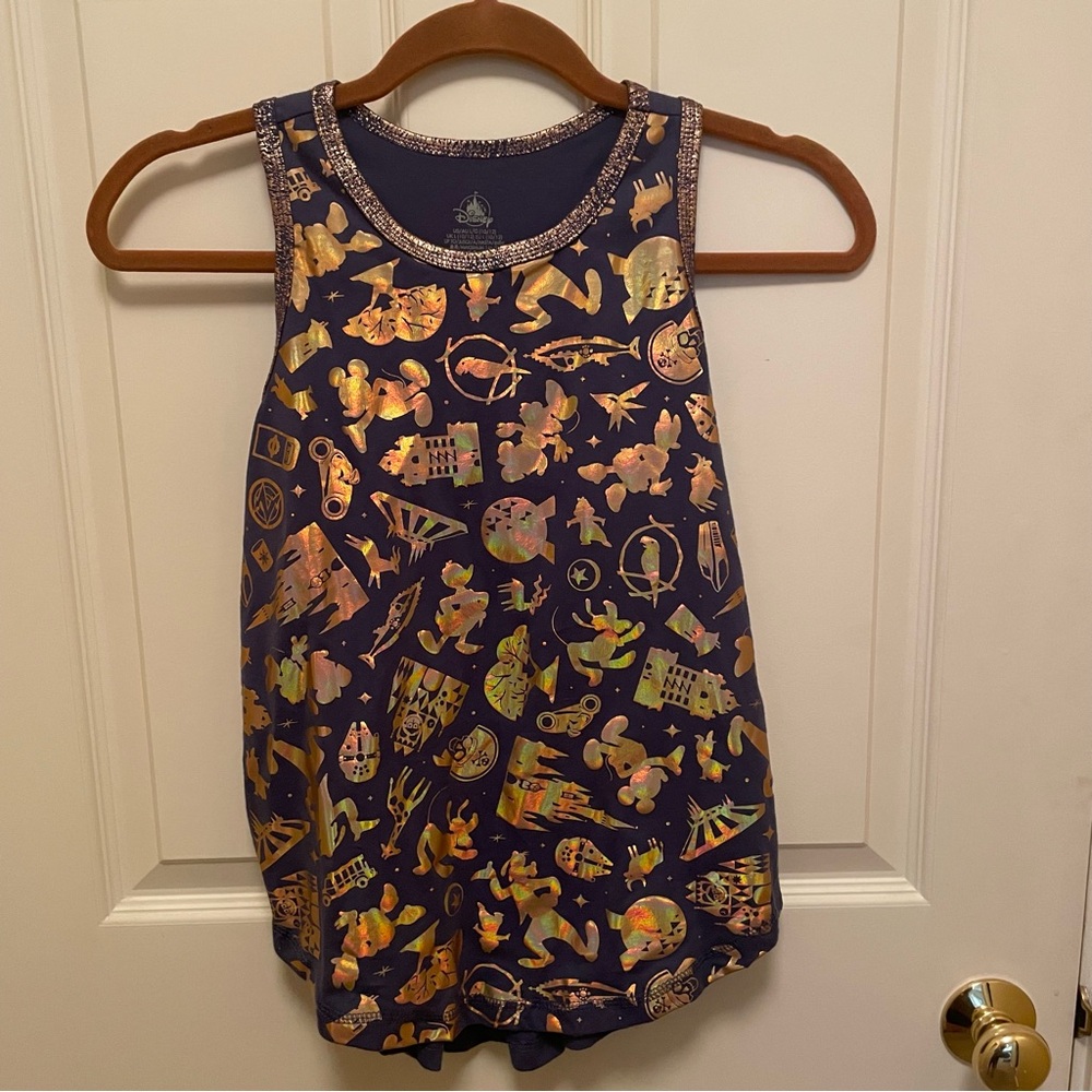Walt Disney World 50th Anniversary Tank Top for Girls Lrg 10/12 Purple/Rose Gold